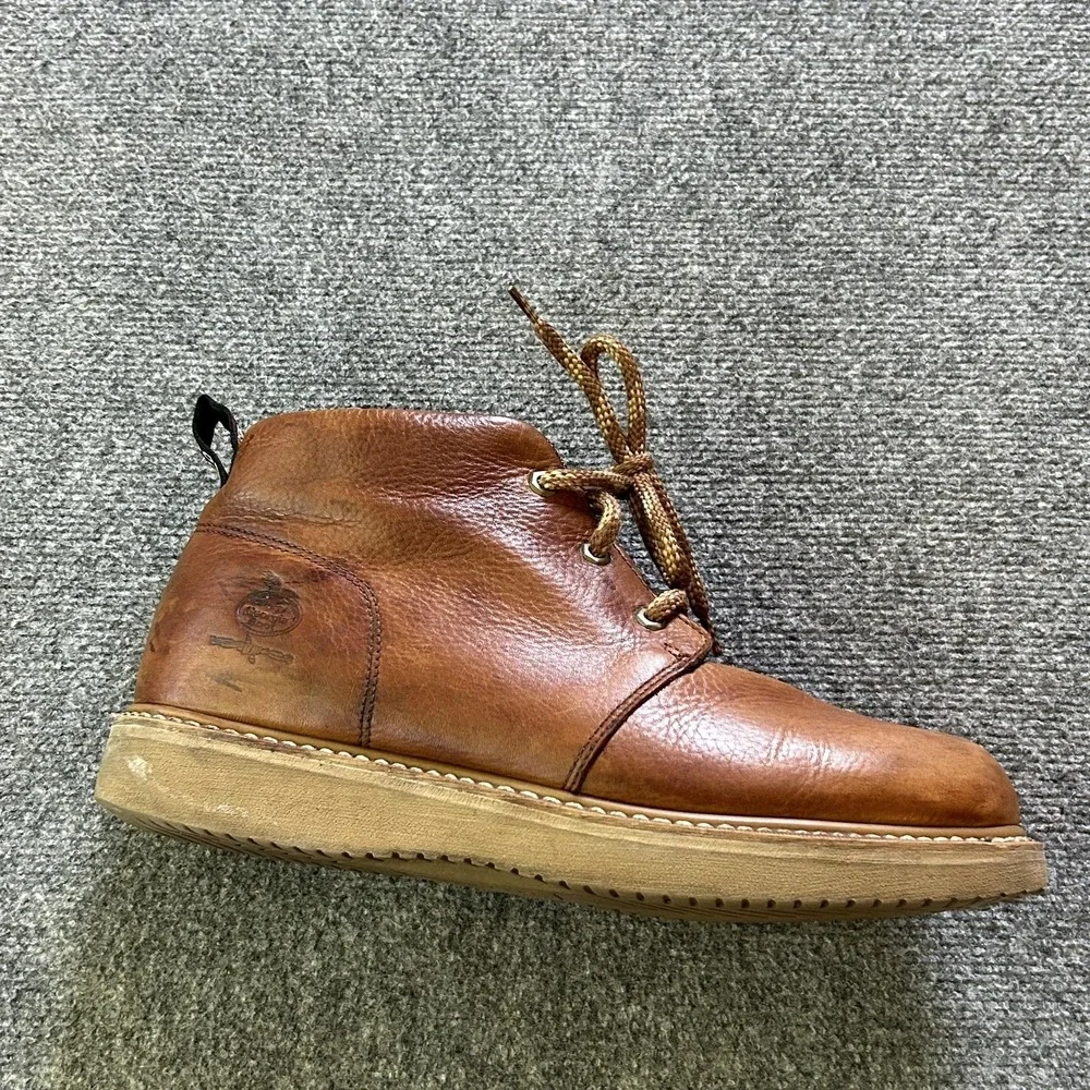 Georgia Boot Boots Mens Size 12M Brown Leather Chukka Wedge Work Slip Resistant